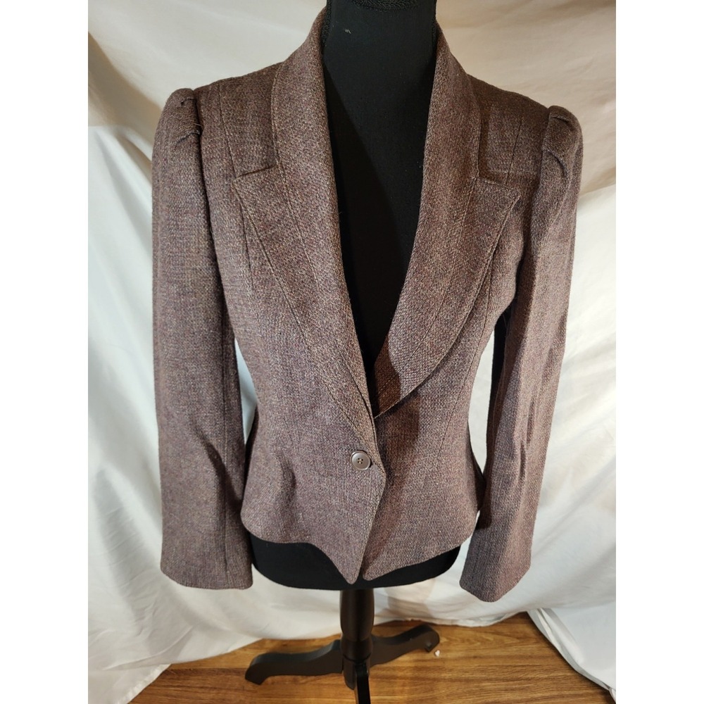 Vintage Peabody House Womens Wool Blend Tweed Blazer Size 5/6 Purple Academia